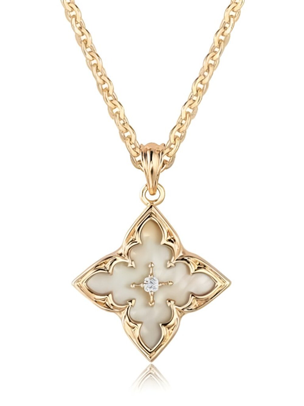Gold Clover Necklace for Women Dainty 14K Gold Plated CZ Pendant